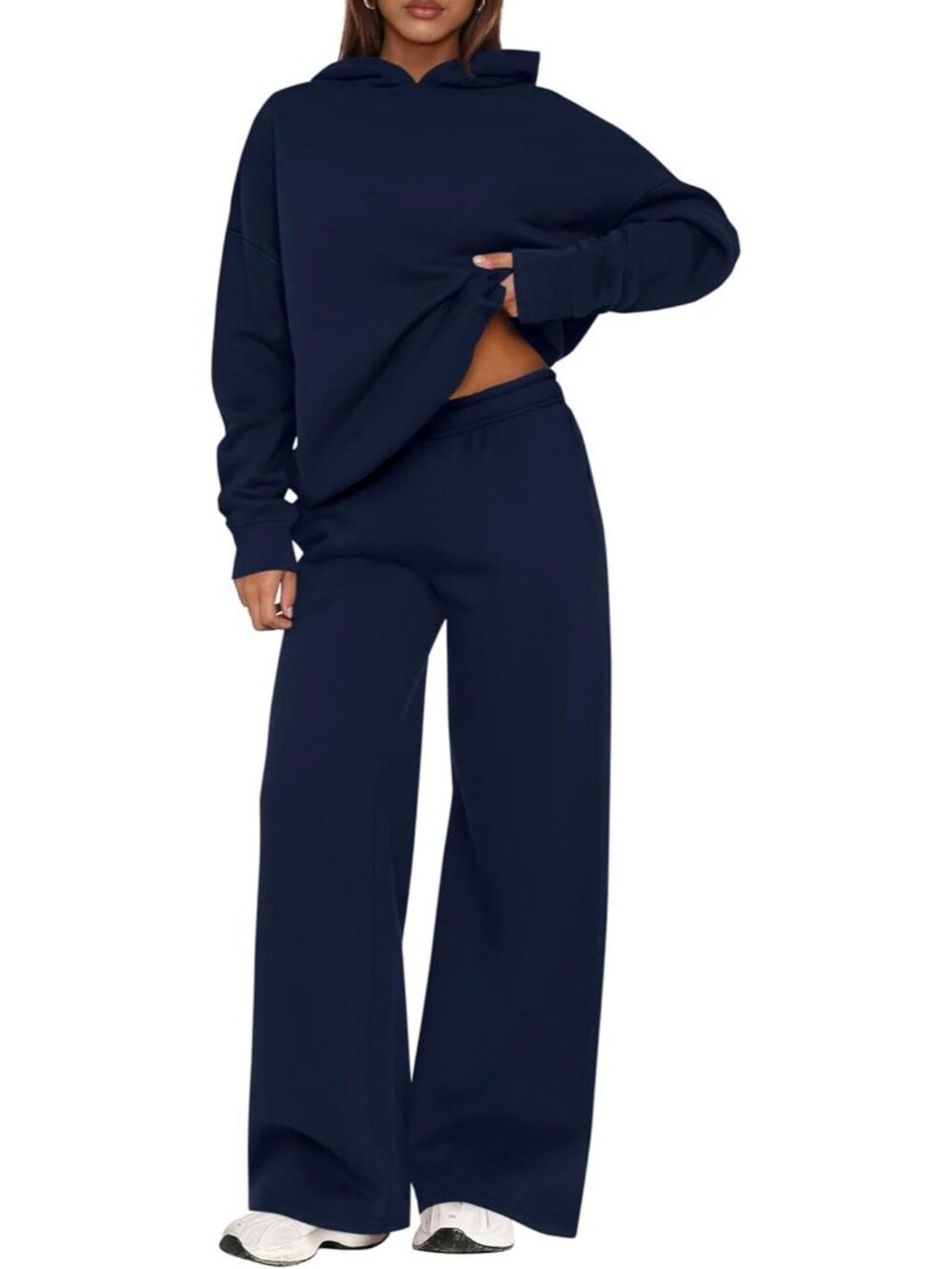 Women's Sweatsuits 2 Piece Sets Navy Blue Casual Long Sleeve Sweatpants Fall